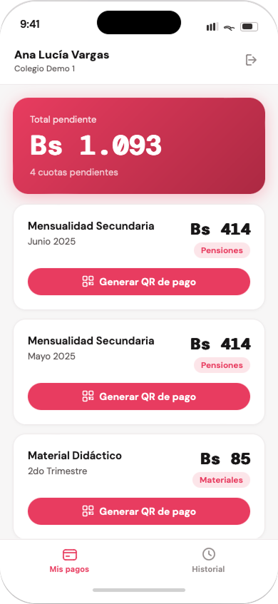 App móvil de cobranzas - Mis pagos