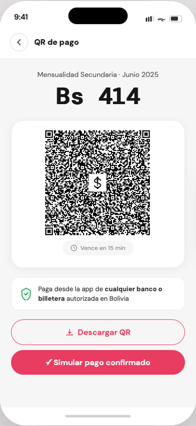 App móvil de cobranzas - Pago con QR